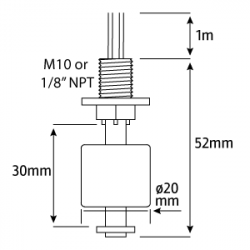 Sensor de nivelación 20 vertical, miniatura.