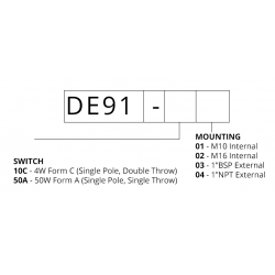 Sensor de nivel de serie 91, acero inoxidable vertical.