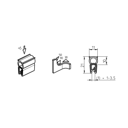 Profil de auto-blocare, EPDM 45 ± 5 Shore A Profil terminal EPDM 60 ± 5 țărm negru 1011-05-09.