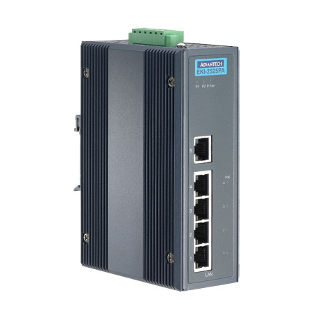 EKI-2525PA, 5-порт 10/100 Мб / с некерований Poe Ethernet перемикач