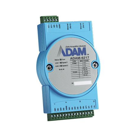 Adam-6217-B, grandinės modulis, 8-ch izoliuotas analoginis įvesties MODBUS TCP modulis