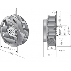 RER 190-39 / 14 / 2TDMLO Fan radial