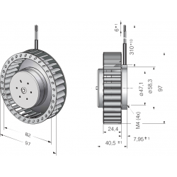 RET 97-25 / 14 / 2TDP radialinis ventiliatorius