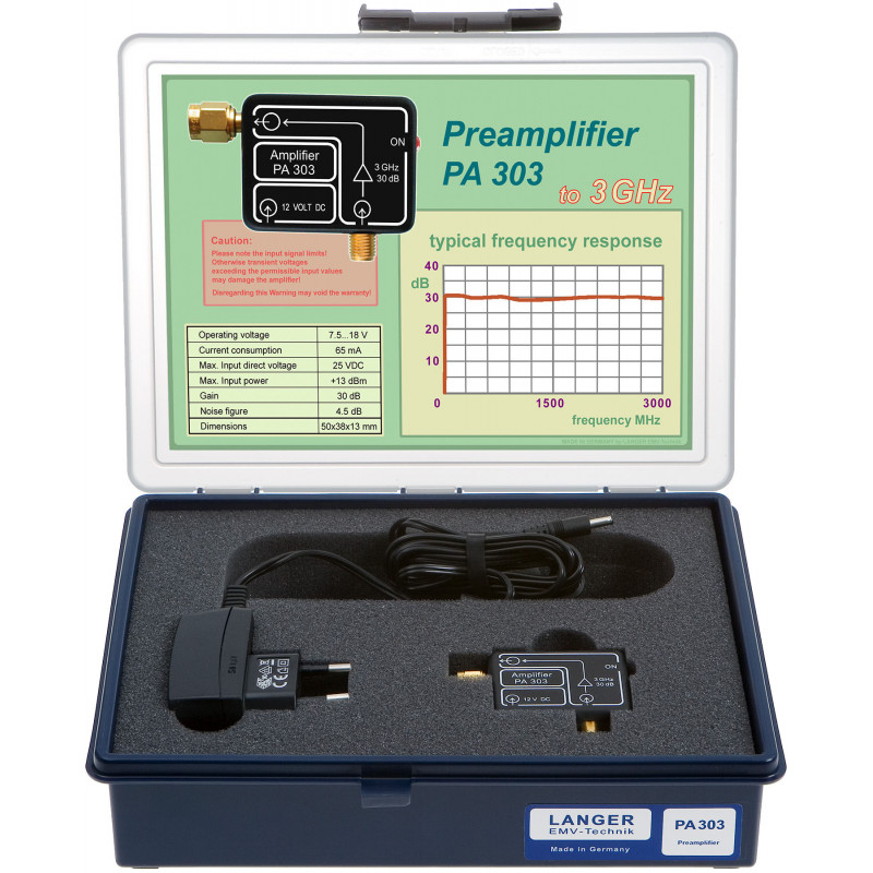 Zestaw SMA PA 303 Przedwzmacniacz 100 kHz do 3 GHz