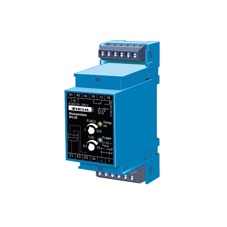 NS20 liquid level control relay for conductive fluids.