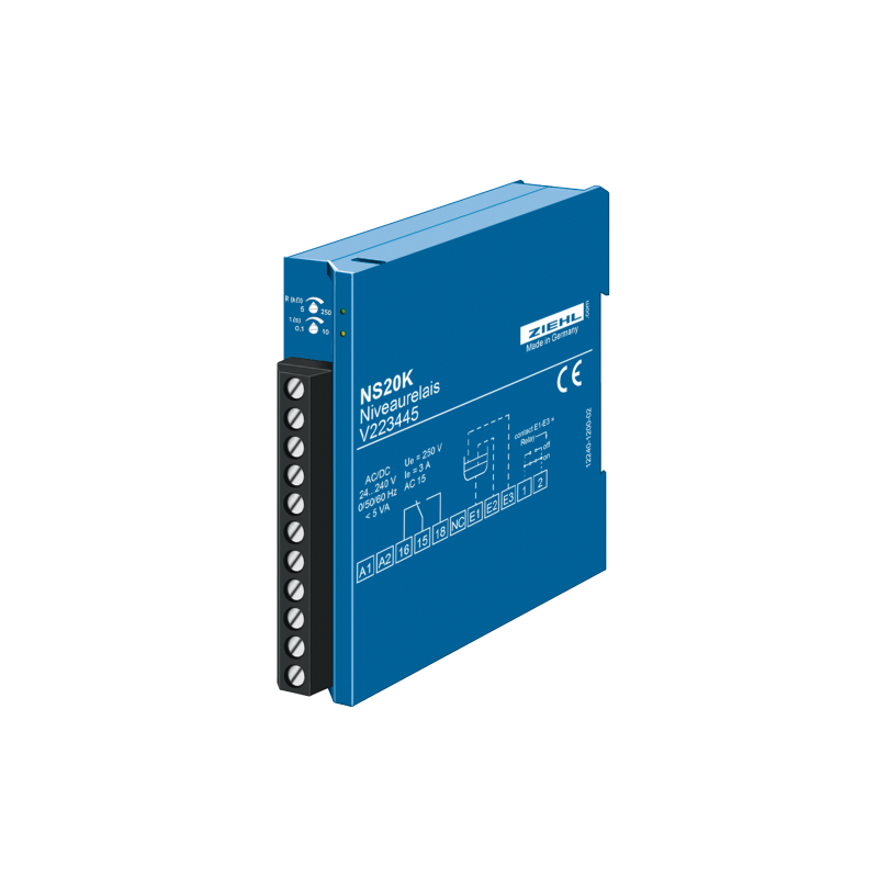 NS20K liquid level control relay for conductive fluids.