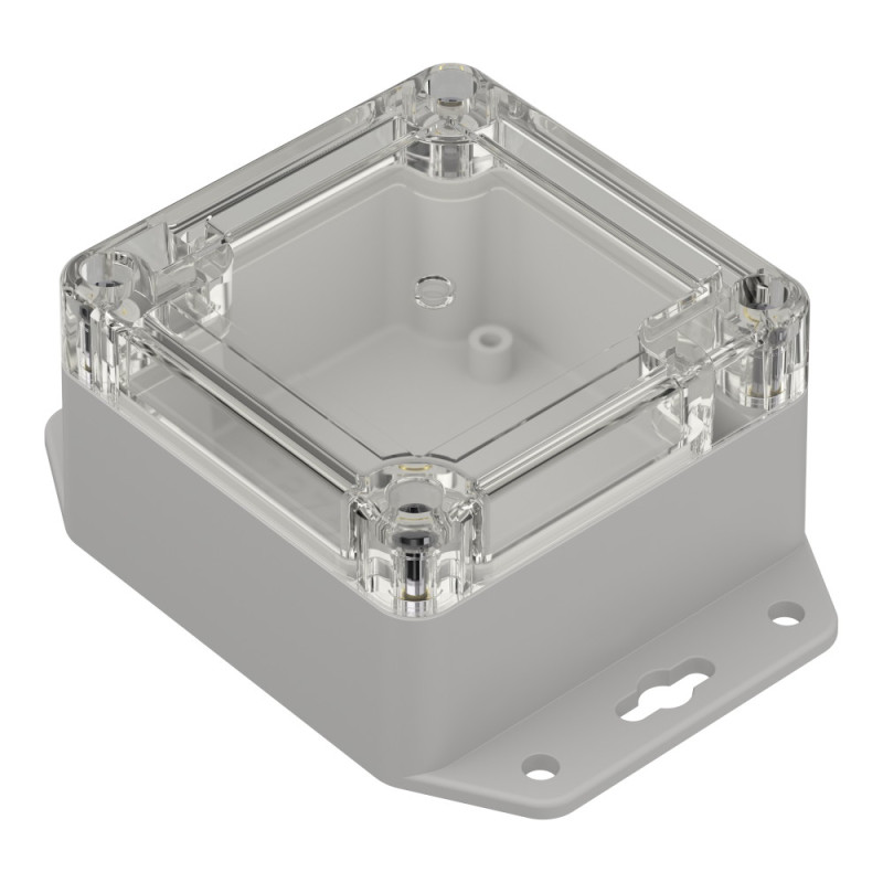 ZP75.75.45UJp TM ABS-PC PLASTIC HOUSING ZP75.75.45 LIGHT BOTTOM WITH EARS - CLEAR TOP WITH ABS-PC