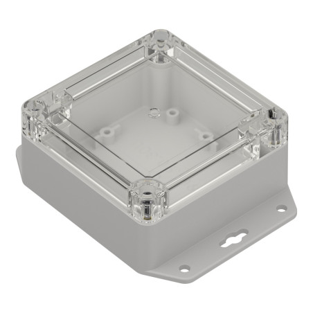 ZP90.90.45UJp TM ABS-PC PLASTIC HOUSING ZP90.90.45 LIGHT BOTTOM WITH EARS - CLEAR TOP WITH ABS-PC