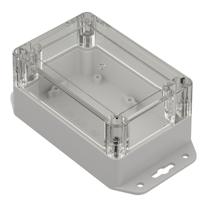 ZP120.80.60UJp TM ABS-PC PLASTIC HOUSING ZP120.80.60 LIGHT BOTTOM WITH EARS - CLEAR TOP WITH ABS-PC