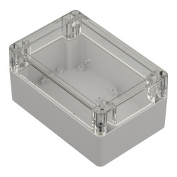 ZP150.100.75Jp TM PC BOÎTIER EN PLASTIQUE ZP150.100.75 FOND LÉGER - DESSUS TRANSPARENT AVEC MANCHON