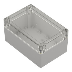 ZP180.120.90Jp TM BOÎTIER EN PLASTIQUE PC ZP180.120.90 FOND LÉGER - DESSUS TRANSPARENT AVEC MANCHON