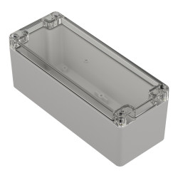 ZP190.75.75Jp TM BOÎTIER EN PLASTIQUE PC ZP190.75.75 FOND LÉGER - DESSUS TRANSPARENT AVEC MANCHON