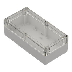 ZP240.120.75Jp TM PC BOÎTIER EN PLASTIQUE ZP240.120.75 FOND LÉGER - DESSUS TRANSPARENT AVEC MANCHON