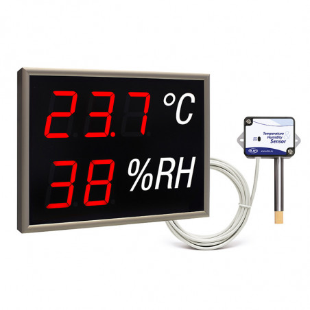 An autonomous LED display measuring temperature and humidity