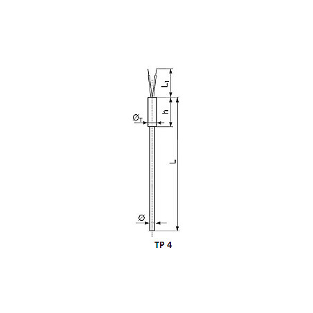 Capteur de température de couche thermoélectrique avec manche. Type: TP 4