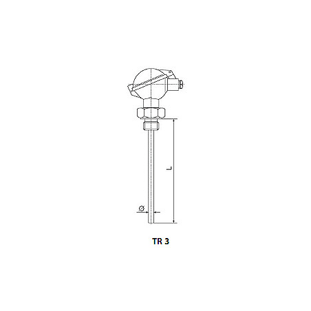 Resistive Temperatursensor mit Gewinde und abnehmbarer Messkassette. Typ: TR 3