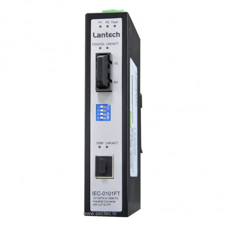 Convertoare de suporturi industriale ETHERNET-șină de fibră optică-DIN, modele IEC-0101FT /