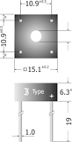 Mostki prostownicze 1-fazowe i 3-fazowe firmy DIOTEC typ 15,1x15,1x6,3